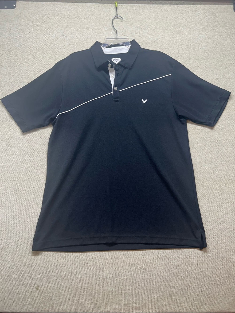 Callaway Black Polo with White Diagonal Piping